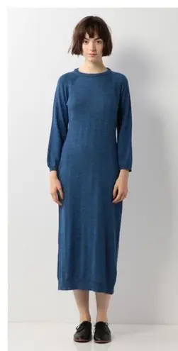 Samuji Roberta Blue Sweater Midi Dress Large Knit Long Sleeve Oversized Yarn