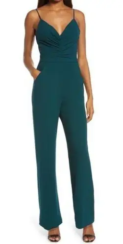 Dress the Population Womens Emmet Gathered Crepe Jumpsuit Size XL Cocktail Event
