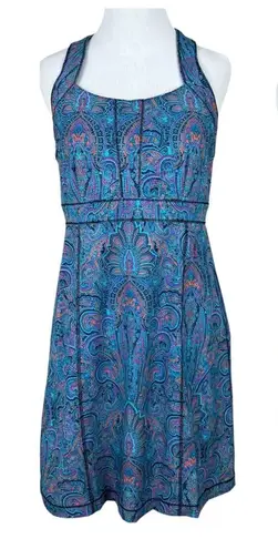Title Nine Dress 6 Blue Purple Trouble Nimblene Paisley Built In Bra Zip Sheath