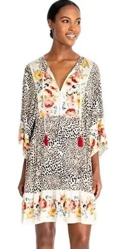 Johnny Was Oksana Panel Short Coverup Dress Multicolor Prints Women's Small