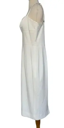 Dress the Population Off White Eve Midi Keyhole Cut Out Slit Sweetheart Dress L