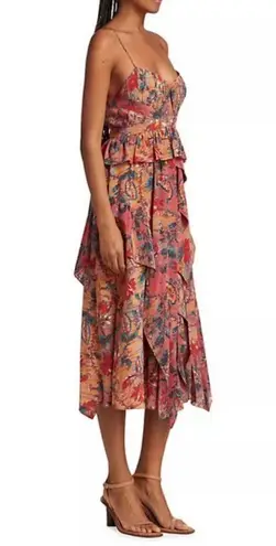 Ulla Johnson ππ Renata Floral Ruffle Silk Dress ~ Coral Bloom Print 4 NWT