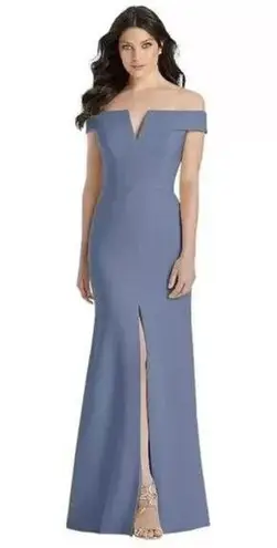 Dessy Collection Vivian Diamond Dress Larkspur Blue Floor length Gown Formal 6
