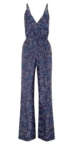 Paloma Blue “Eclipse” star print silk crepe de chine navy sleeveless jumpsuit