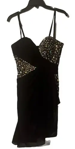 Terani Couture Rhinestone Cocktail Dress Black Size 6