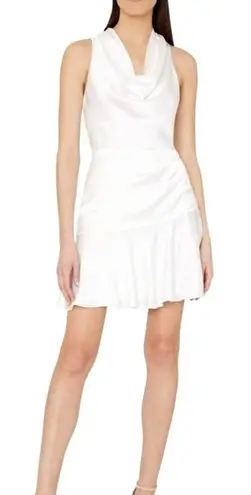 Milly Dress Women 0 White Satin Sleeveless Cowl Neck Nia Mini Bridal Party