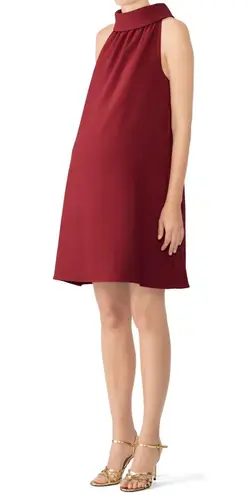 Sail To Sable STS  Burgundy Maternity Dress 10 Mini Shift Cowlneck Button Back