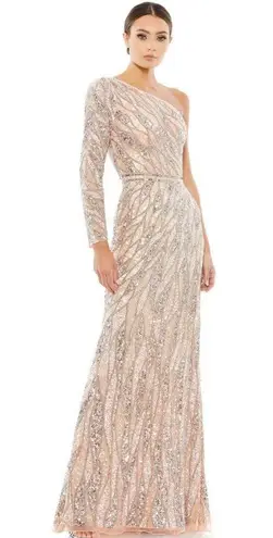 Mac Duggal 4982 Womens EMBELLISHED ONE SLEEVE GOWN W/ SEQUIN BELT