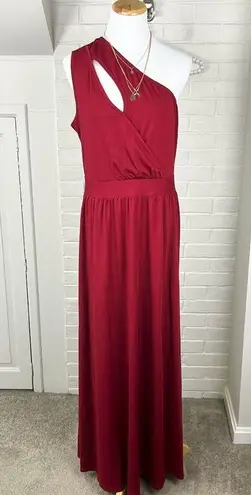 NWT BTFBM Red Stretchy One Shoulder Cut Out Leg Slit Maxi Dress Size L Size L