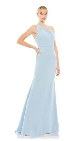 Mac Duggal One-Shoulder Jersey Mermaid Gown in Powder Blue US 8
