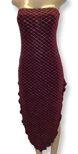 Zuliana Size S/M Strapless Sparkling Lettuce Trim Dress. Made in USA. New