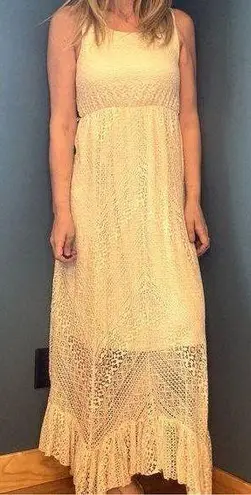 Solitaire Bohemian Cream Lace Knit Maxi Dress size M