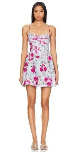 Bardot NWT Elsie Corset Garden Floral Blue Mini Dress