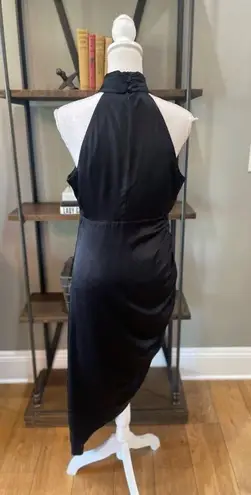 Cinq à Sept Naya Ruched Asymmetric Silk Dress Black Womens Size 8