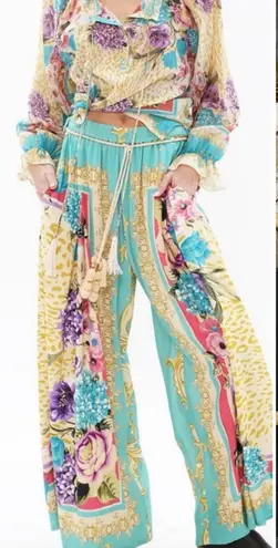 Aratta Artisan Leopard Summer Print Light Flowy Tassel Pull On Pants