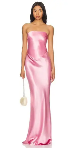 retrofete Skye Dress in Fondant Pink XSmall New Womens Satin Maxi Gown Size XS