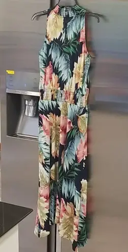 Veronica M ππ Smocked Waist Halter Maxi Dress Floral