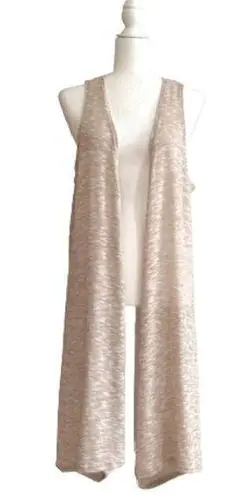 Simply Lara Duster Kimono Lace Detail Open Front Sleeveless Neutral Beige XL NEW Tan