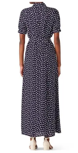 Draper James  Navy Blue Heart Print Button Down Maxi Dress Size 8