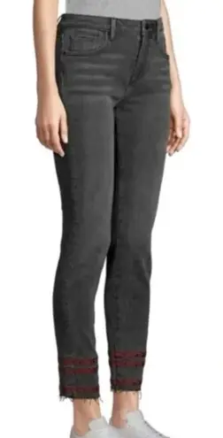 Driftwood Black Jackie Embroidered Stripe Skinny Jeans Size 27