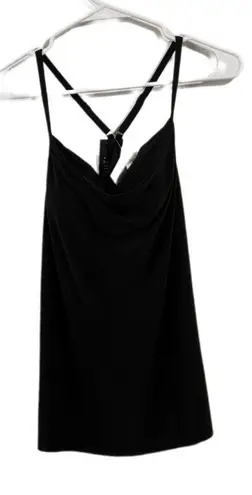 Black Backless Camisole Swim Top with Plunging V