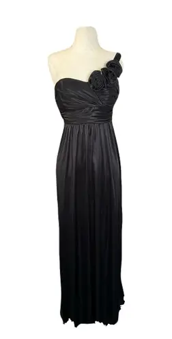 Charlotte Russe One Shoulder Long Formal Silk Gown Prom Homecoming Dress Black Size 0