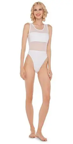 Norma Kamali Dash Dash Mio White Mesh One Piece Swimsuit Size Medium