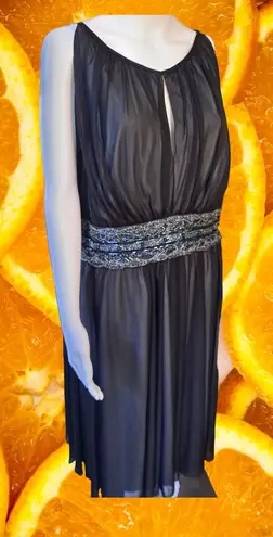 K. Jordan Black Sleeveless Midi Dress With Beaded Accents Size 18W