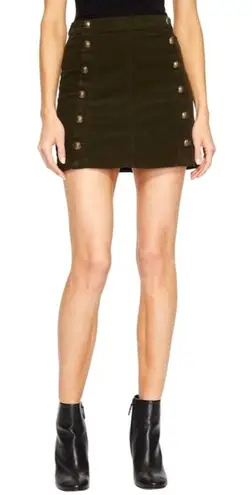 The Kooples Skirt Women Small Olive Green Corduroy Brass Button Military Mini