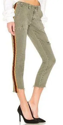 Pam & Gela NWOT Uniform Side Stripe Utility Jeans in Olive Size 26