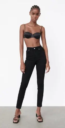 ZARA  High Waist Skinny Vintage Jeans Black Size 8 Stretch Denim