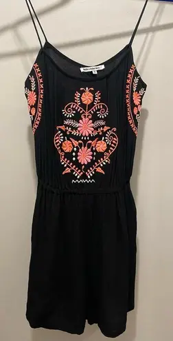 Little White Lies Black & Pink Floral Embroidered Romper