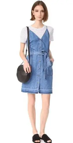 J Brand Dress Carmela Blue Denim Button Front Released Hem Medium  Womens