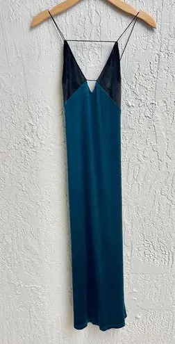 AQ/AQ NWT Strappy Sleeveless Deep V Neck Nori Midi Dress Colorblock Women's US 4