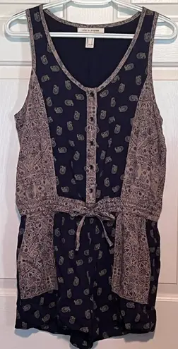 Life in Progress Life is Progress Women's Blue Tan‎ Sleeveless Romper Front Back Pockets Size S thumbnail 1