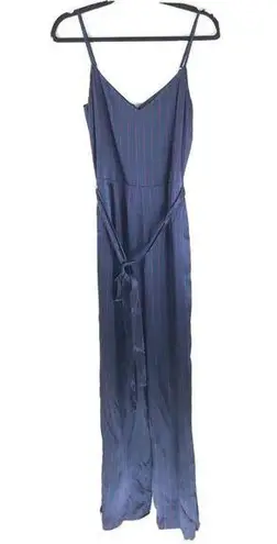 L'Agence Camisole Jumpsuit Silk Striped Belted Navy Blue Purple Size 2