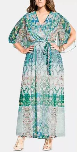 City Chic Maxi Dress Womens 18 Rhinestone Boho Floral Party Wedding Date Church