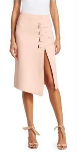 Jonathan Simkhai grommet jacquard red high waist lace-up midi skirt size S small