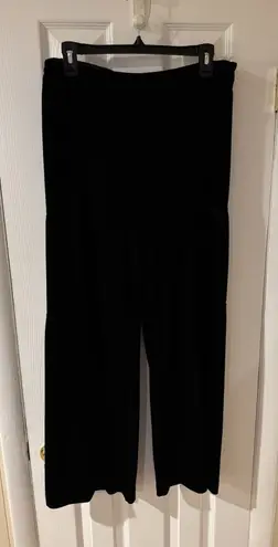 Soft Surroundings Veletta Velvet Pants Women's M Black Wide Leg Stretch
