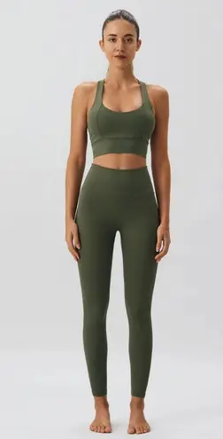 Berlook Activewear Army Green High Waisted Leggings 24" Size M