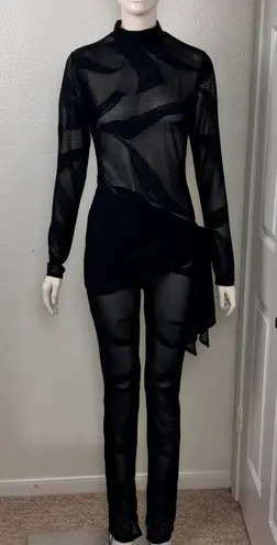 Unbranded Black Sheer Long Sleeve Jumpsuit