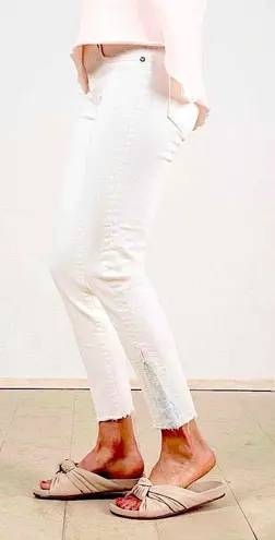 Moussy Vintage Denim MV Burnside Raw Hem Skinny Jeans Designer Luxury White 26