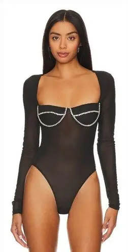 Bardot Carter Diamante Bodysuit in Black