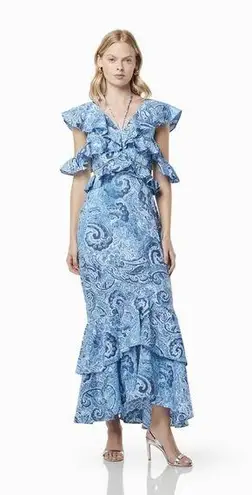 Elliatt Snow Printed Linen Gown Blue Floral