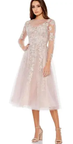 Mac Duggal NWT Mac Duggal 30681 Sheer Neckline Illusion Sleeve Dress Sz 4 $598