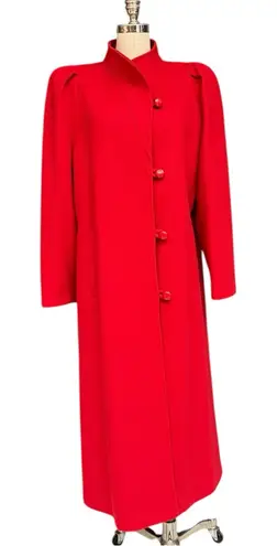 Vintage Beau Brem Red Wool Maxi Coat Size 16 Tall Winter Statement Coat Holiday Size L