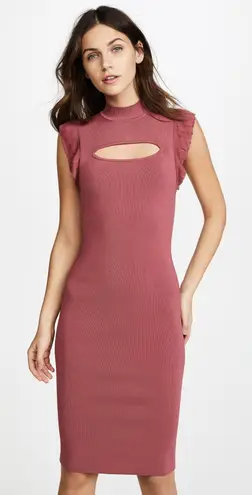 Bailey 44 women’s Bewitched ruffle-trimmed cutout ribbed-knit bodycon dress XS