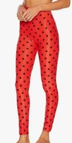 Beach Riot Ayla Polka Dot Leggings Red Ribbed Womens X-Small Activewear Workout