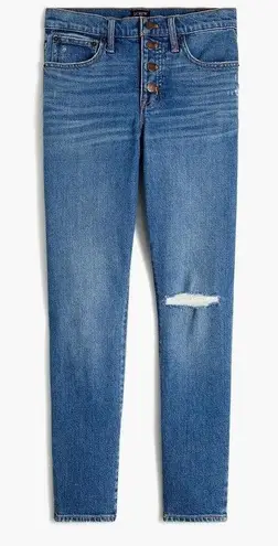 JCrew 10" High Rise Skinny Jeans Allday Stretch Womens Denim Distressed Size 35 Blue