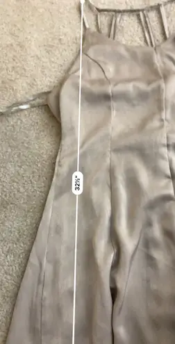 She & Sky  Satin Metallic Gold Slip Dress